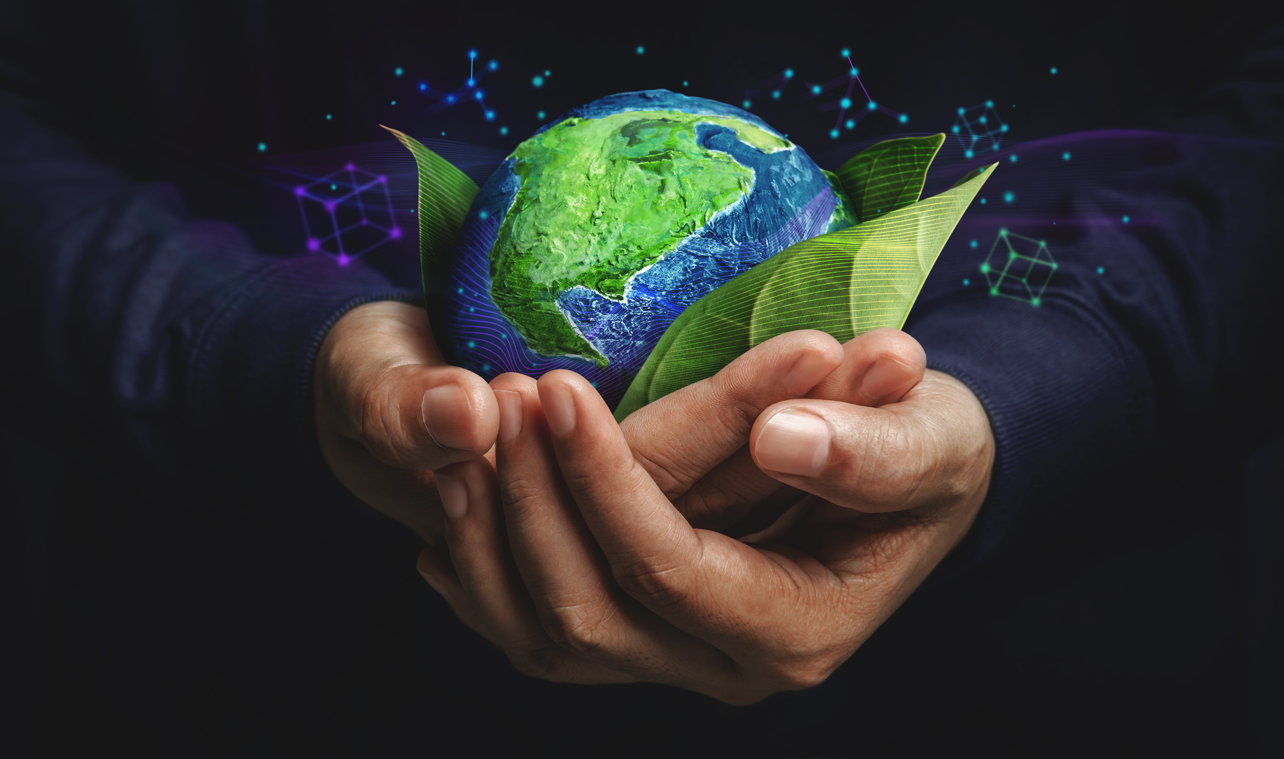 ESG Concept. Nature Meet Technology. Green Energy, Renewable